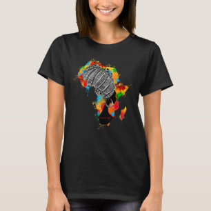 Camiseta África: Oído de mujer África Mapa del pelo negro a