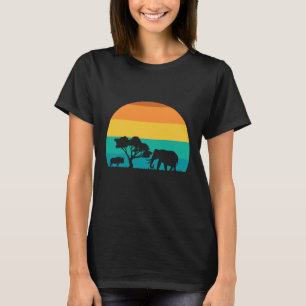 Camiseta Africa Sunset Con Elefante Y Gnu Retro