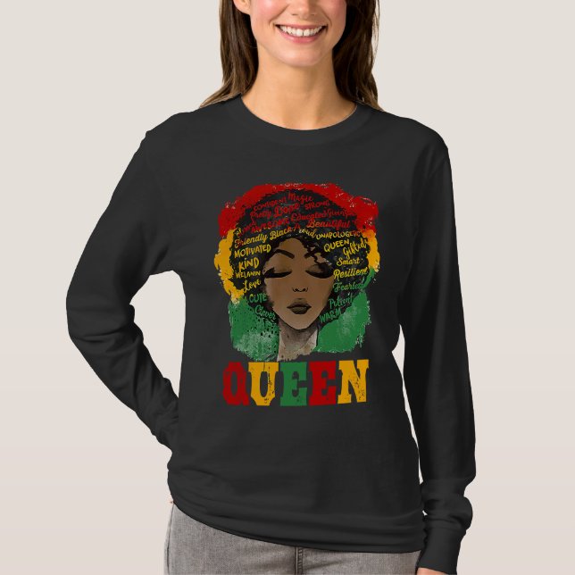 Camiseta African Afro Queen Strong Black Women Black Histor (Anverso)