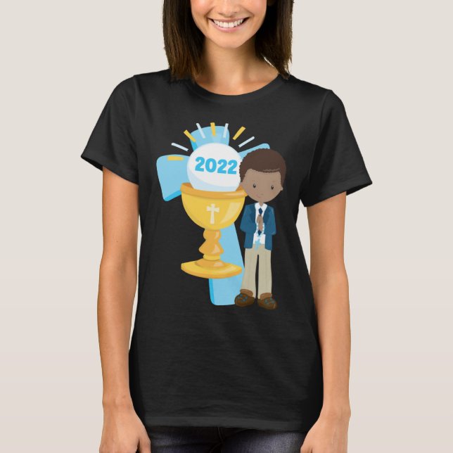 Camiseta African American Boys First Communion Black Boy Cr (Anverso)