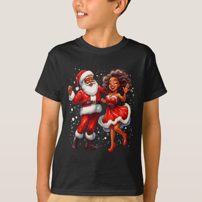 Camiseta African American Christmas African Santa Mrs Claus (Anverso)