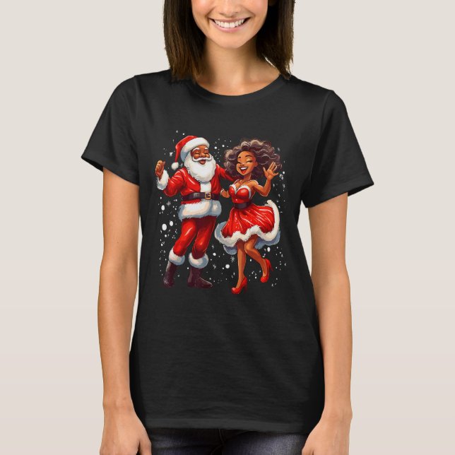 Camiseta African American Christmas African Santa Mrs Claus (Anverso)