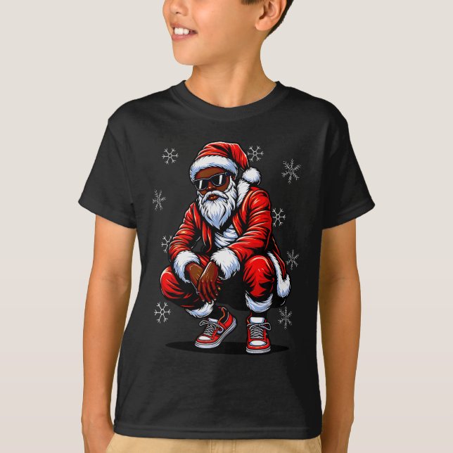 Camiseta African American Christmas Pajama Xmas Afro Santa  (Anverso)
