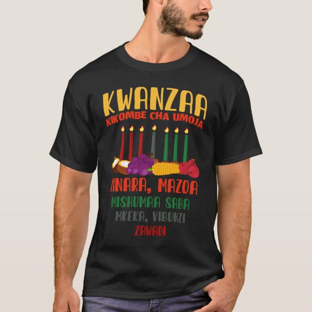 Camiseta African American Holiday or Kwanzaa Kinara or Kwan (Anverso)