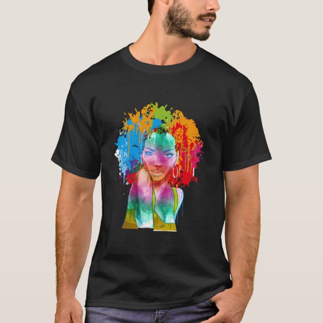 Camiseta African American Lady Afro Painting (Anverso)