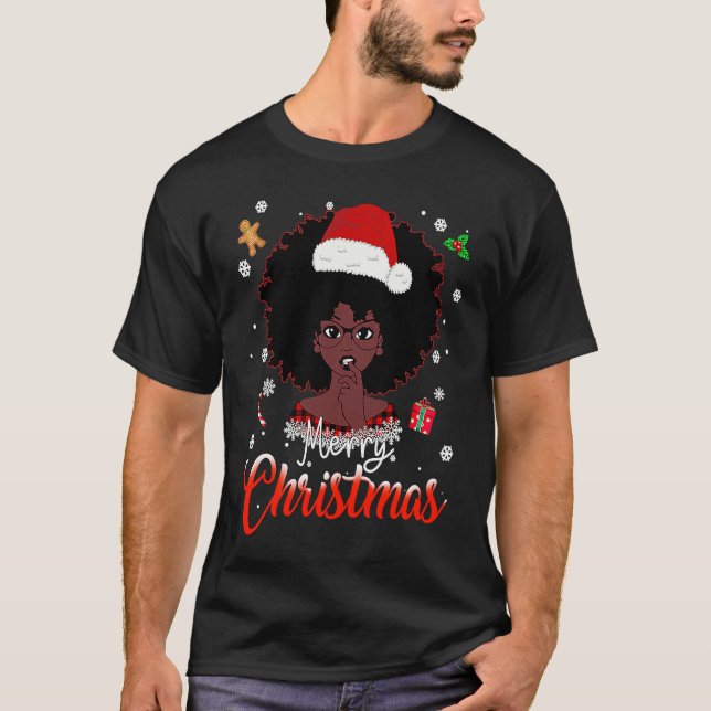Camiseta African American Pyjamas Melanin Christmas Santa H (Anverso)