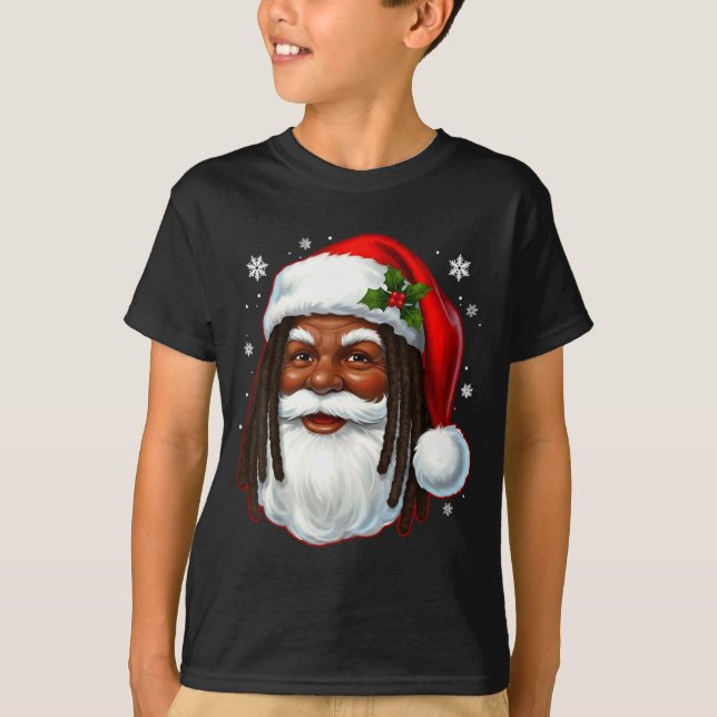 Camiseta African American Santa Christmas Cool Black X-mas  (Anverso)