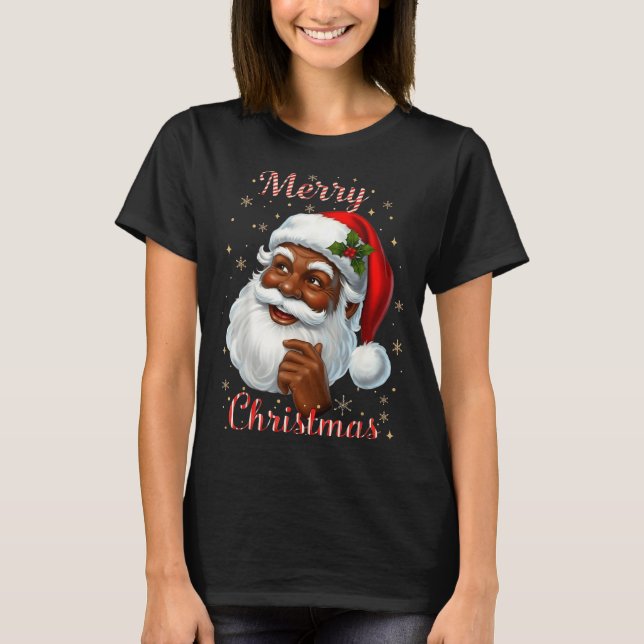 Camiseta African American Santa Christmas Cool Black X-mas  (Anverso)