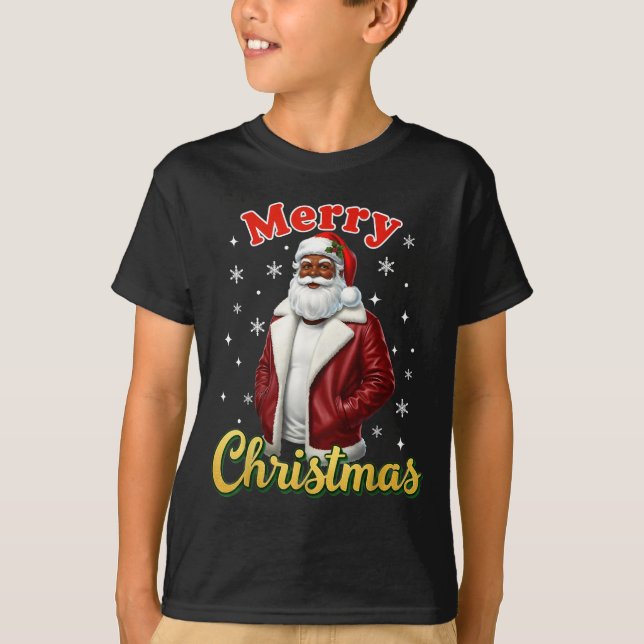 Camiseta African American Santa Christmas Cool Black X-mas  (Anverso)