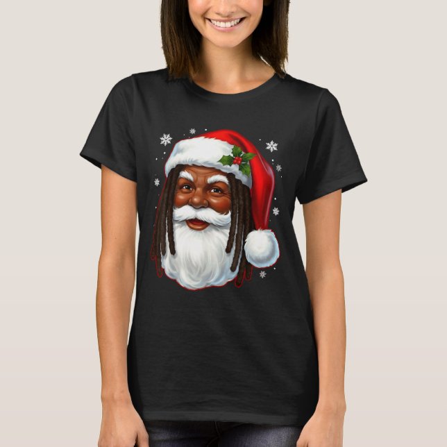 Camiseta African American Santa Christmas Cool Black X-mas  (Anverso)
