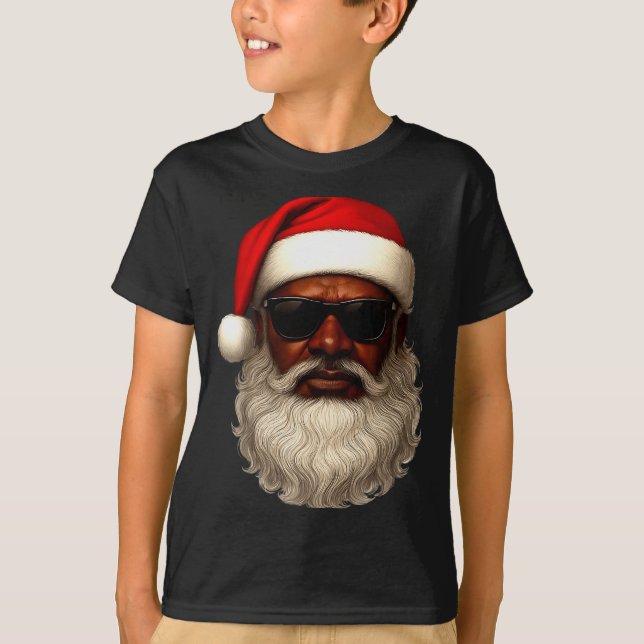 Camiseta African American Santa Christmas Pajama Cool Black (Anverso)