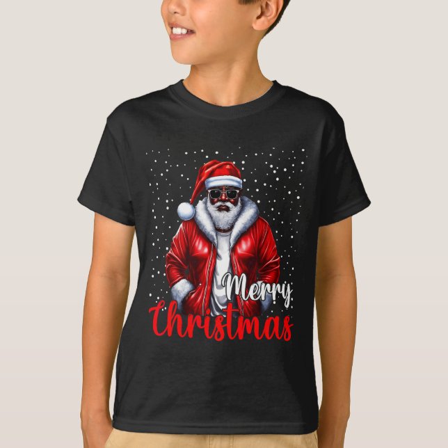 Camiseta African American Santa Christmas Shirt Pajama Cool (Anverso)