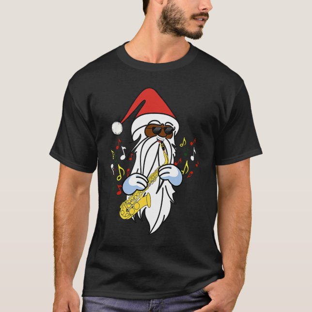 Camiseta African American Santa Playing the Saxophone Jazz  (Anverso)