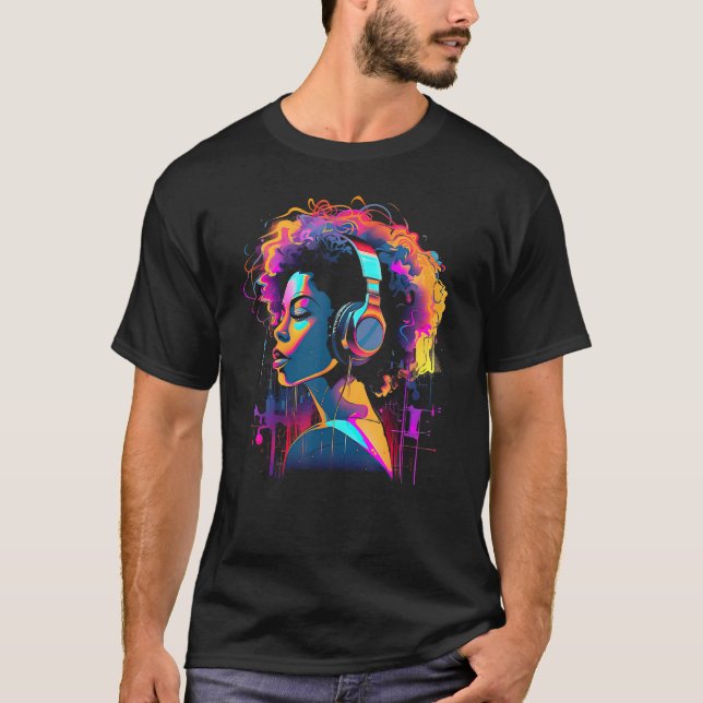 Camiseta African American Woman Black Girl Music Graffiti A (Anverso)