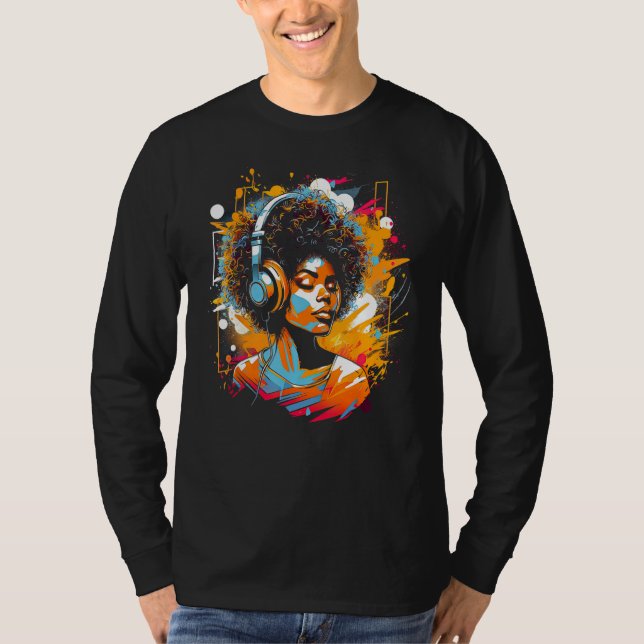 Camiseta African American Woman Black Girl Music Graffiti G (Anverso)