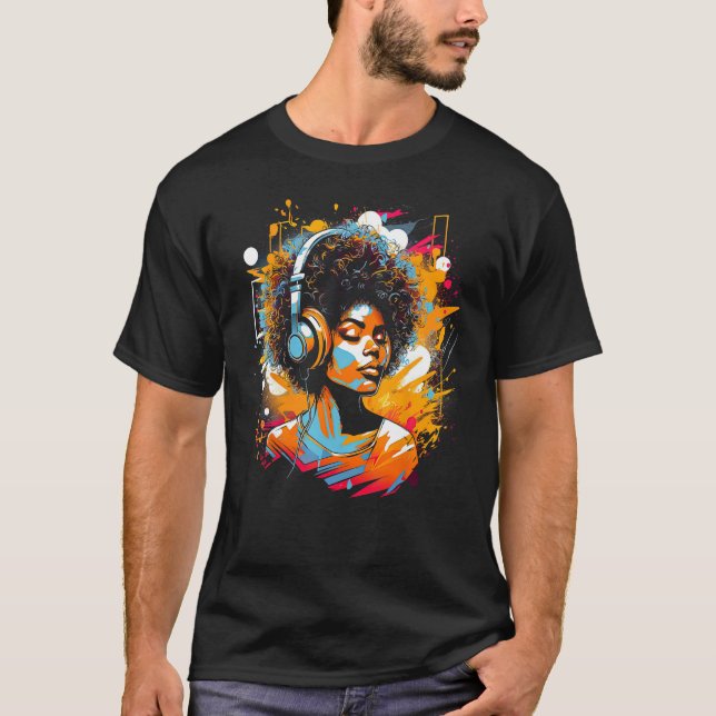 Camiseta African American Woman Black Girl Music Graffiti G (Anverso)