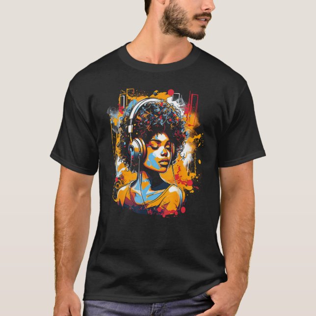 Camiseta African American Woman Black Girl Music Graffiti G (Anverso)