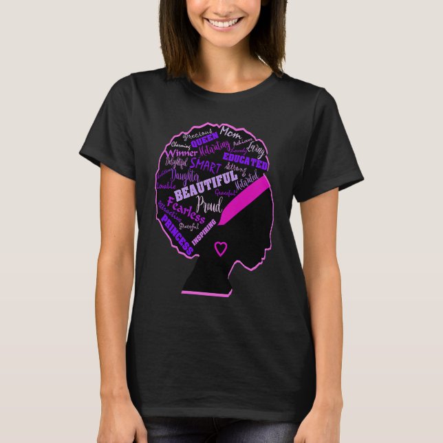 Camiseta African American Women Afro Wordal Word Hair Women (Anverso)