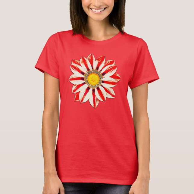 Camiseta African Daisy / Gazania - Red and White Striped (Anverso)
