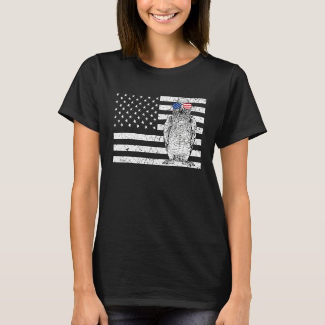 Camiseta African Grey 4th of July Bird US American Flag Pat (Anverso)