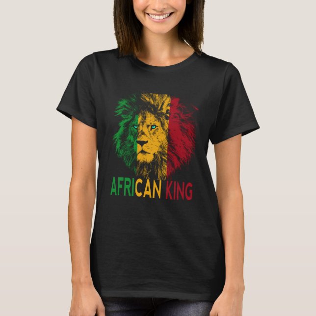 Camiseta African King Africa Flag Lion Black Men Women (Anverso)