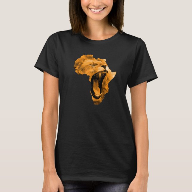 Camiseta African Lion Roaring Safari Culture Africa Map  1 (Anverso)
