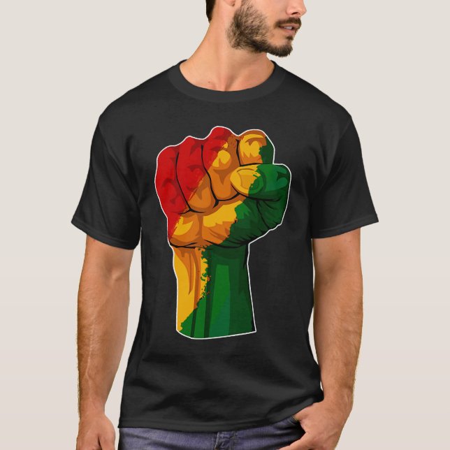 Camiseta African Rising Hand Fist Black History Month BLM A (Anverso)
