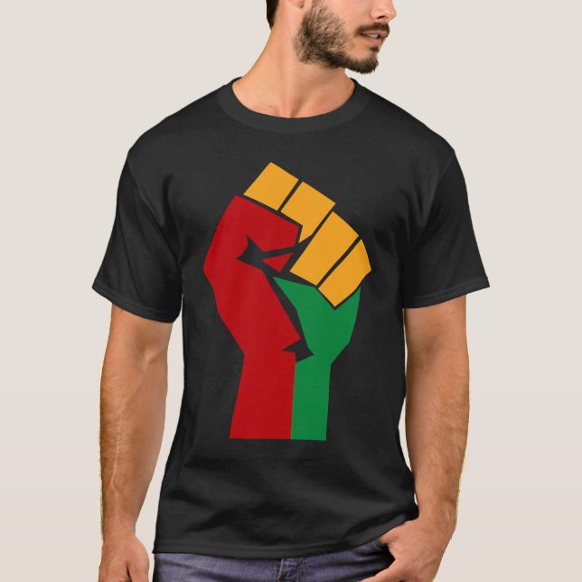 Camiseta African Rising Hand Fist Black History Month BLM A (Anverso)