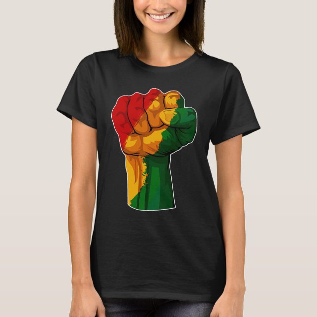 Camiseta African Rising Hand Fist Black History Month BLM A (Anverso)