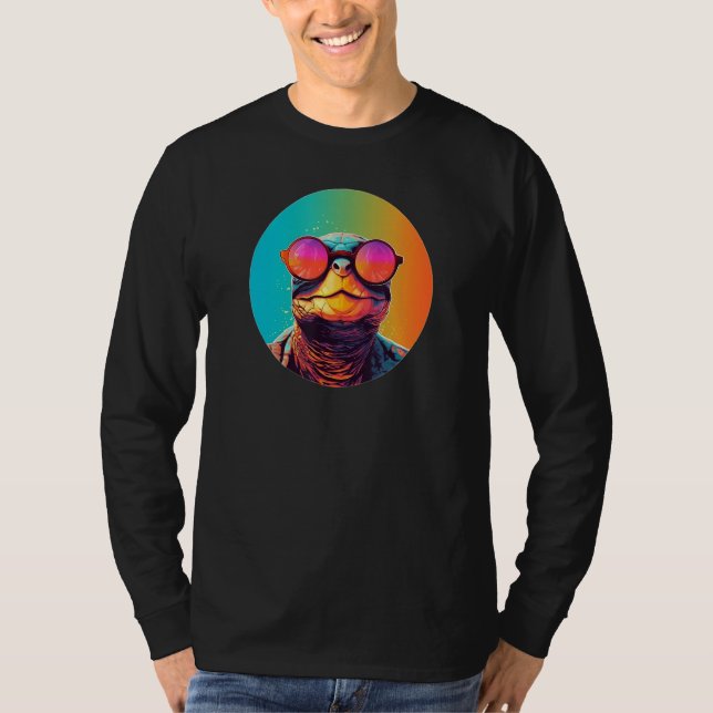 Camiseta African Side Necked Turtle Wearing Sunglasses Retr (Anverso)