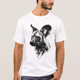Camiseta African Wild Dog Fine Art Ink Illustration.