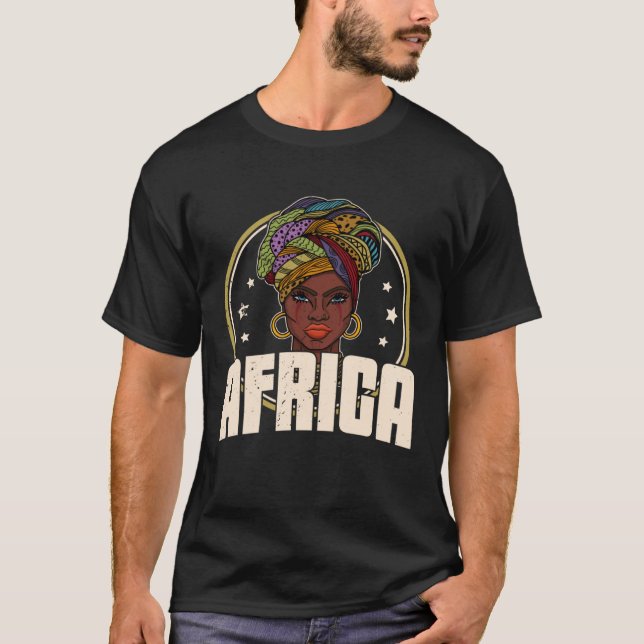 Camiseta African woman womanism ethnic earrings necklace he (Anverso)