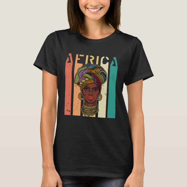 Camiseta African woman womanism ethnic earrings necklace he (Anverso)