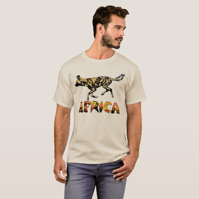 Camiseta africana del perro salvaje del safari (Anverso completo)