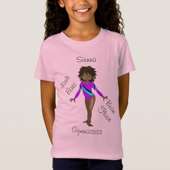 Camiseta Africano-americano gimnástico, ojos marrones, mora (Anverso)