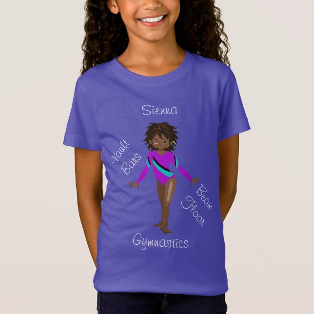 Camiseta Africano-americano gimnástico, ojos marrones, mora (Anverso)