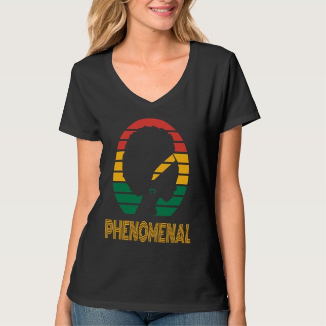 Camiseta Afro African American Phenomenal Queen, Proud woma (Anverso)