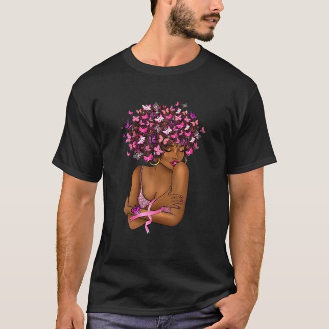 Camiseta Afro-Africana: Cáncer de seno rosa (Anverso)