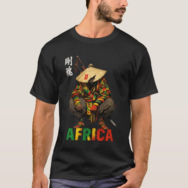 Camiseta Afro American Samurai Warrior Katana Anime Japanes (Anverso)