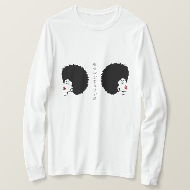 Camiseta Afro con Labios Rojos Hermosos (Anverso del diseño)