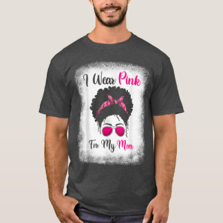 Camiseta Afro desordenado cáncer de mama de bollo, uso rosa