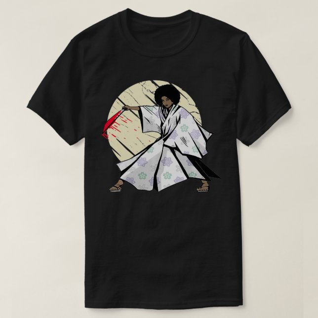 Camiseta Afro Female Samurai Black Warrior  (Diseño del anverso)