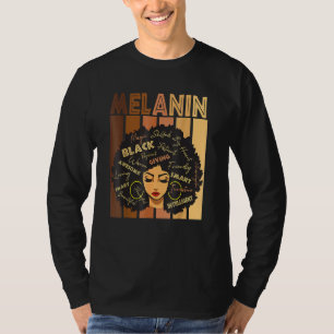 Camiseta Afro fuerte negro ama a Melanin afroamericano Wo