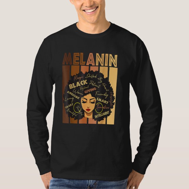 Camiseta Afro fuerte negro ama a Melanin afroamericano Wo (Anverso)