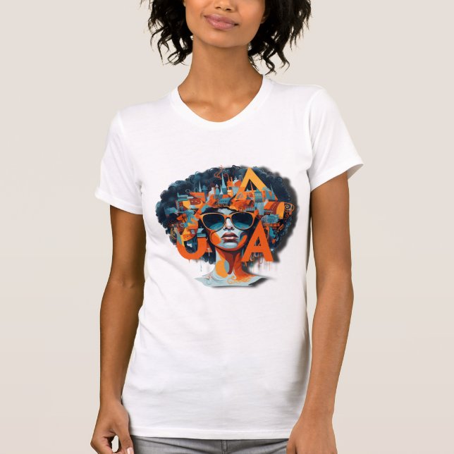 Camiseta Afro gafas de sol frescas cadera colorida urbana (Anverso)