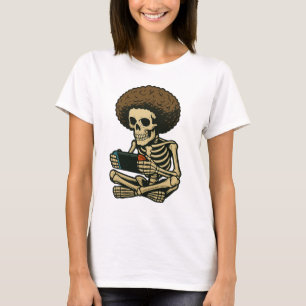 Camiseta Afro Gamer Skeleton Jugando Videojuego Retro Funny