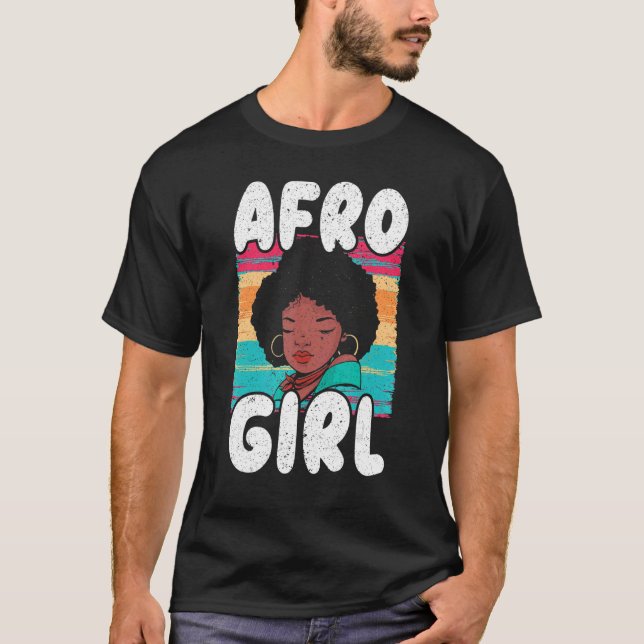 Camiseta Afro Girl Afrocentric Black Pride Afro Hair (Anverso)