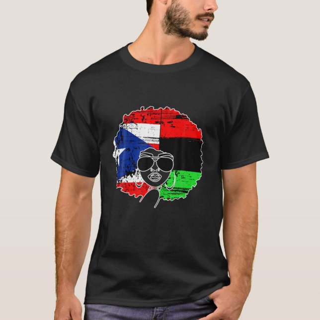 Camiseta ÁFRO LATINA PUERTORRIQUEÑO, Bandera Boricua de Pue (Anverso)