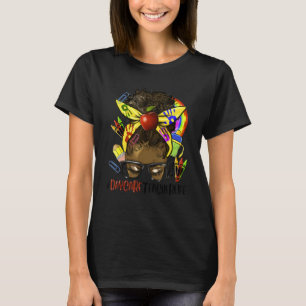 Camiseta Afro Messy Bun Daycare Teacher Life Chica negro