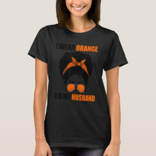 Camiseta Afro Messy Bun Leukemia Que Llevo Naranja Para Mi